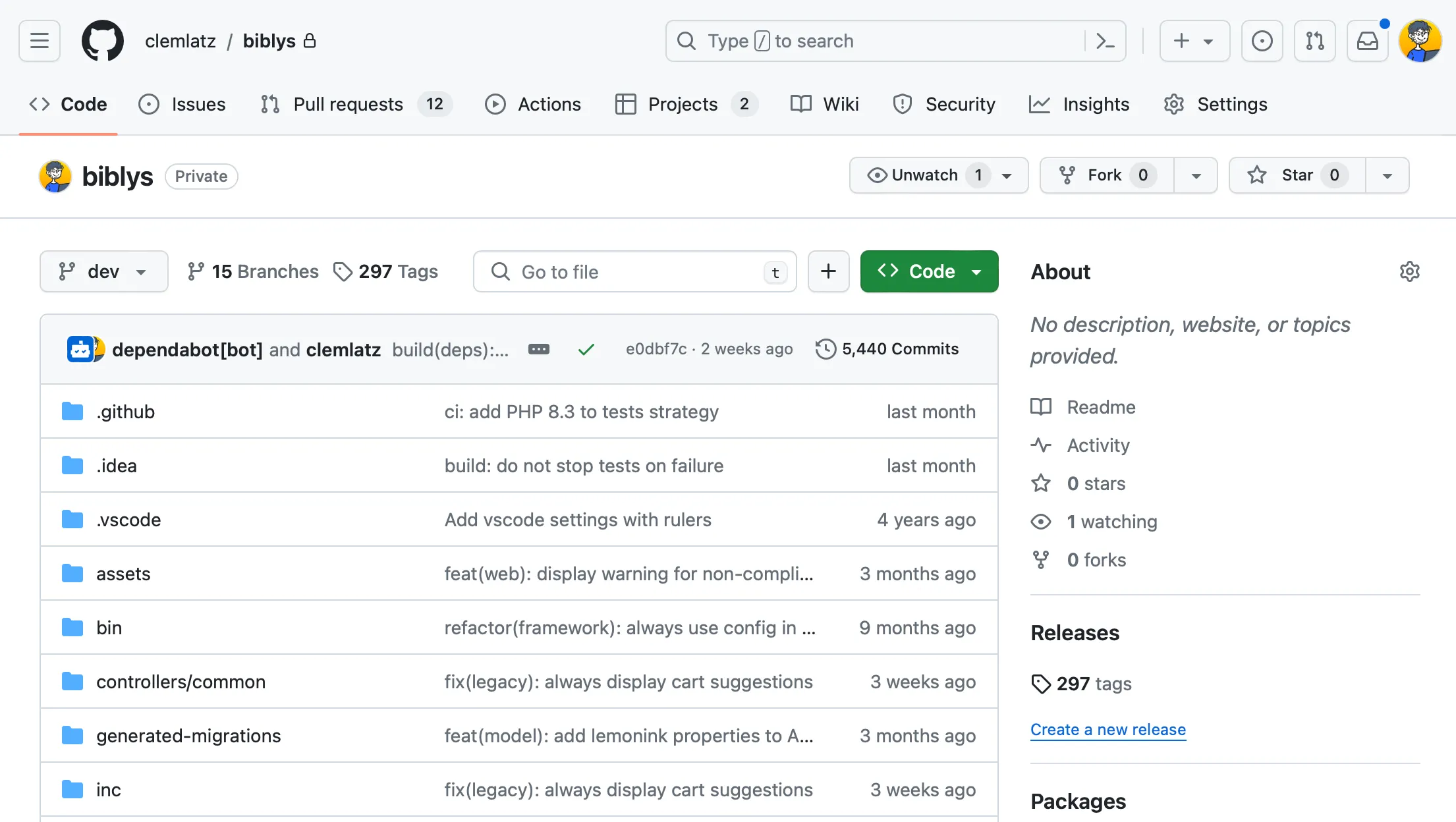 Le dépôt Github de Biblys